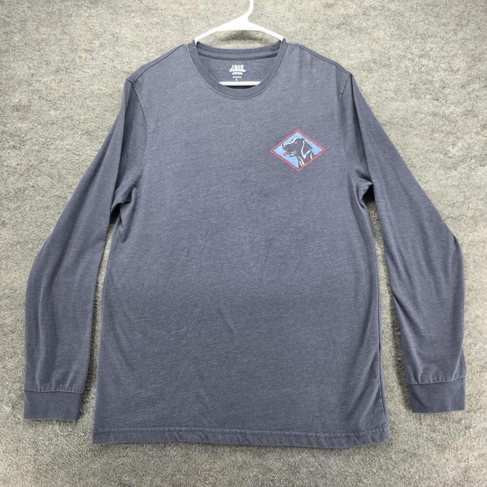 IZOD Shirt Mens L Gray Long Sleeve Crewneck Tagless Saltwater Dog Graphic